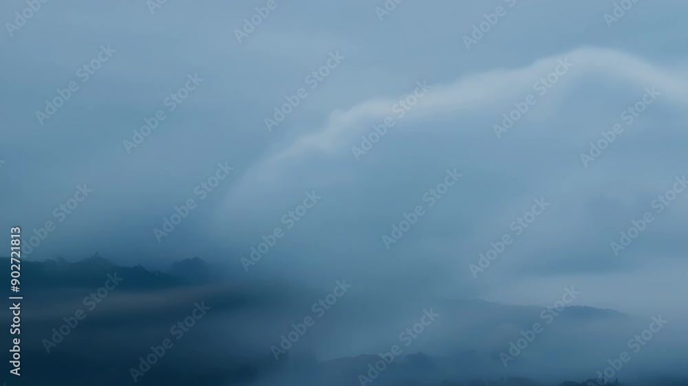 Aufkleber whispers of mist dance delicately creating a soft and serene backdrop against the moody clouds above