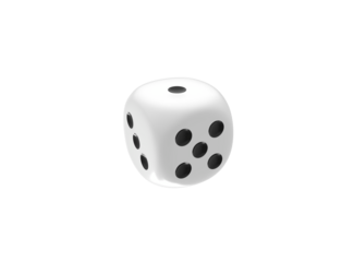 Number 1 on white dice isolated on white