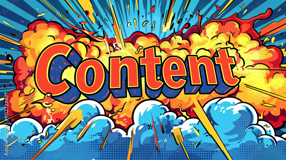 Poster powerful message conveyed with comic book explosion effect surrounding the word content