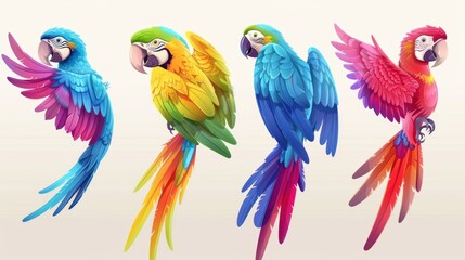 Fototapeta premium Colorful Parrot Oil Painting With Beautiful Wings Picture For Children