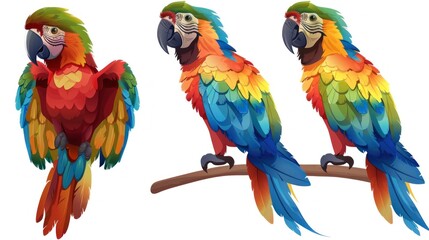 Obraz premium cartoon character multicolor parrot bird with raised wing vector