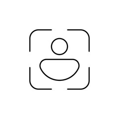 Scan User Icon - Minimalistic Silhouette of a Person within a Focus Frame, Ideal for User Interface, Verification, Identification, and Security Applications