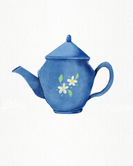 Teapot watercolor illustration