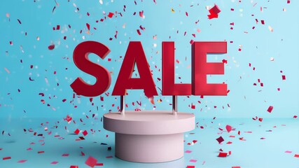 A bold and striking SALE sign adorned with colorful confetti, ideal for engaging promotional campaigns and events