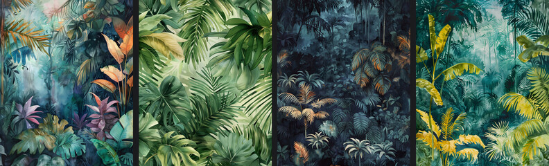 tropical jungle rainforest with exotic plants, Abstract background