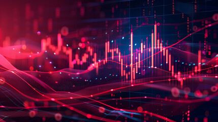 An abstract visualization of financial data featuring colorful graphs and lines, illustrating market trends, analysis, and economic patterns in a vibrant style.