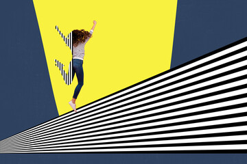 Sketch image trend artwork composite collage of abstract space young woman half body black white...