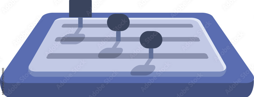 Poster control panel showing three levers for operating a remote control system