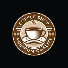Vintage Coffee shop logo design. Retro coffee emblem, Premium Coffee Label, Coffee Badge Logo vector