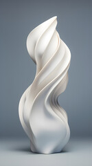 Digital minimalist art white wave sculpture graphic poster background