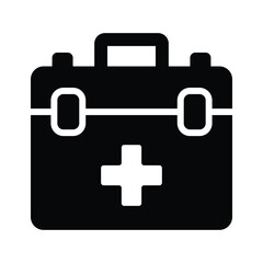 An icon of a first aid kit, featuring clean lines and essential elements for medical assistance.