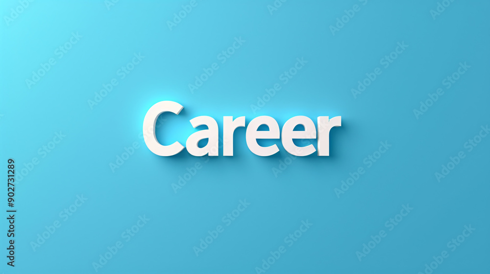 Poster 3d rendering of the word career displayed on a blue backdrop