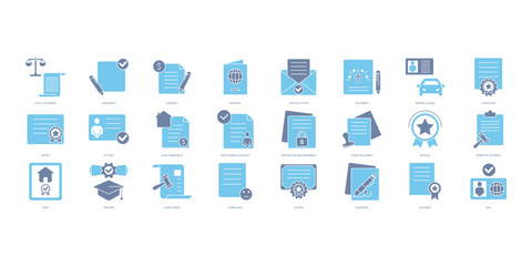 Legal document icons set. Set of editable stroke icons.Set of Legal document