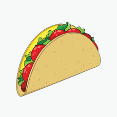 Colorful 2D vector illustration of tacos, perfect for Mexican food-themed designs.