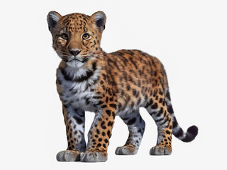 Fototapeta premium portrait of a leopard in front of white background