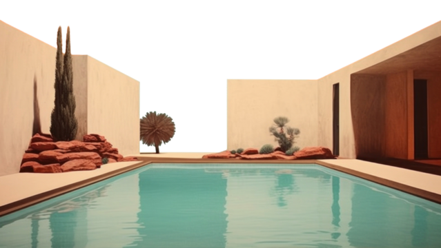 PNG Architecture villa pool tranquility.