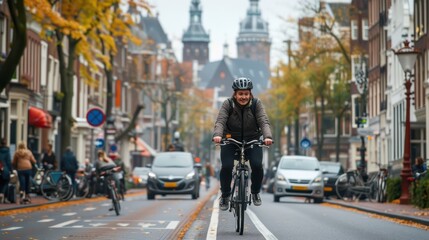 Bicycle lanes in a busy city Promote active and environmentally friendly transportation.