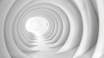 Fototapeta premium Abstract curved shapes forming a dynamic white circular background.