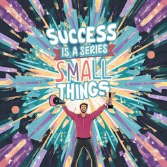 Success is a Series of Small Things colorful background and text (T-shirt Design Motivational Quote, Illustration ,Typography)