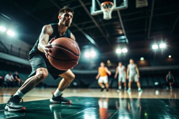 basketball game focus on ball