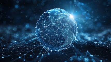 Obraz premium Sci-fi sphere composed of particles and lines, representing global digital connections.