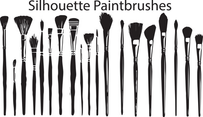 Modern Black Silhouette Paintbrushes Design Elements