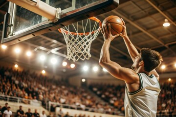 Scoring the winning points at a basketball game