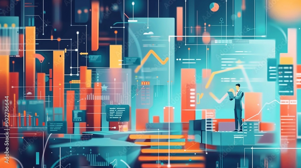 Aufkleber an image showing a chart displaying business data graph diagram and growth financial graphic report 