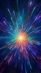 Fototapeta premium Digital technology purple green laser linear outline graphic poster background