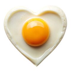 fried egg in  shape of  heart with egg yolk