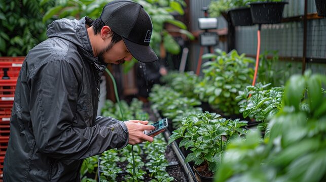 Technology in Agricultural field, cultivated and plantation with futuristic smart objects