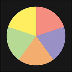 Fototapeta premium Pie chart infographic template.Colorful pie chart icon on black background.Vector illustration.