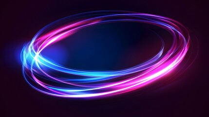 Vector abstract circle neon light line round frame colorful blue purple isolated on black background. Technology modern concept.