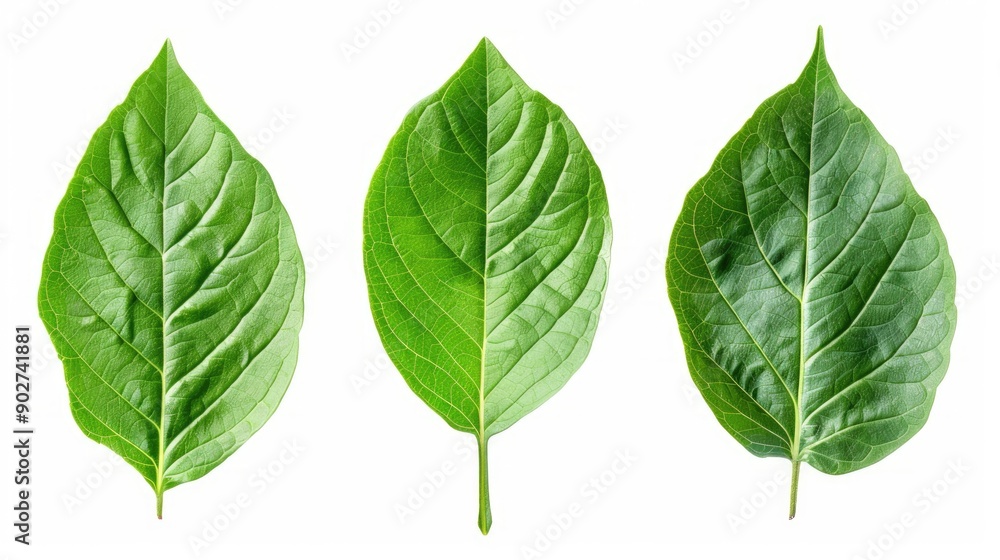Poster Isolated Green Leaf Set with Clipping Path