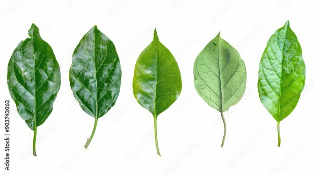 Poster Isolated Green Leaf Set with Clipping Path