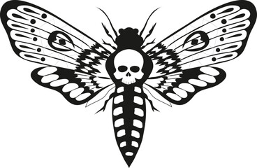 Death moth silhouette or illustration isolated on white background.