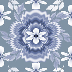 Seamless flower blue and white pattern colorful design