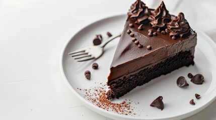 Chocolate cake on white background