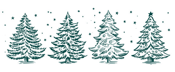 Obraz premium Christmas tree hand drawn illustration 