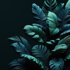 background from tropical leaves. green large exotic tropical leaves