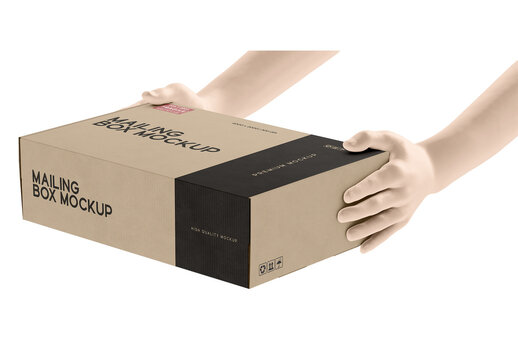 Carton Box with Hands Mockup