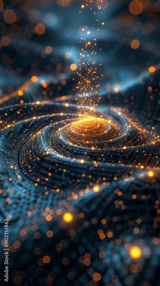 Aufkleber abstract swirling pattern with glowing lights, creating a mesmerizing cosmic scene.