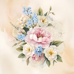 Elegant Floral Watercolor Background, created with generative AI technology
