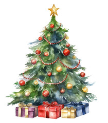 PNG Decorated christmas tree plant white background anticipation.