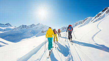 Group of friends skiing