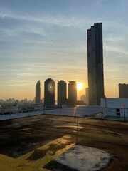 sunset over the city