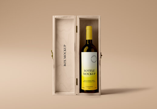 Elegant Wood Wine Bottle Mockup