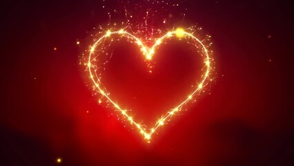 Glowing heart shape made of sparkles on