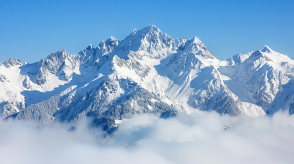 Fototapeta premium Mountain peaks covered in snow 