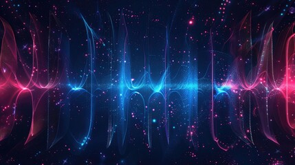 Obraz premium Digital background for tech, AI, data, audio